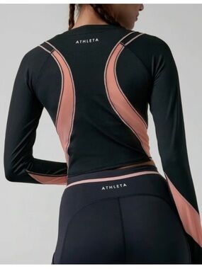 Athleta ignite shirt Palermo pink and black stretch with mesh xl cropped NEW